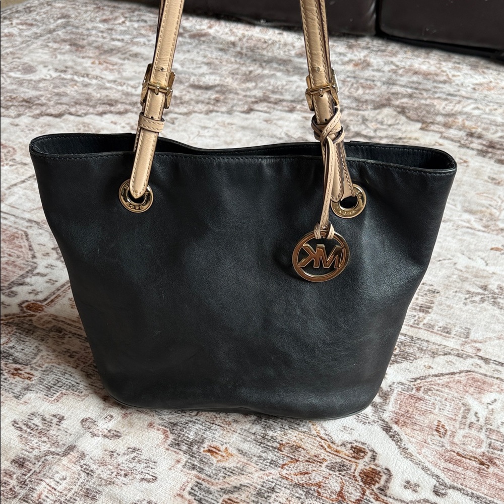Michael Kors Black Tote with Gold Accents